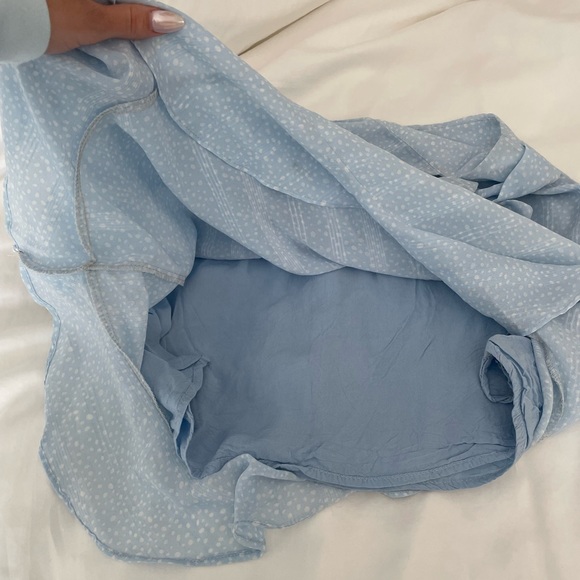 Princess Polly Blue and White Ruffle Wrap Skirt - Picture 5 of 6